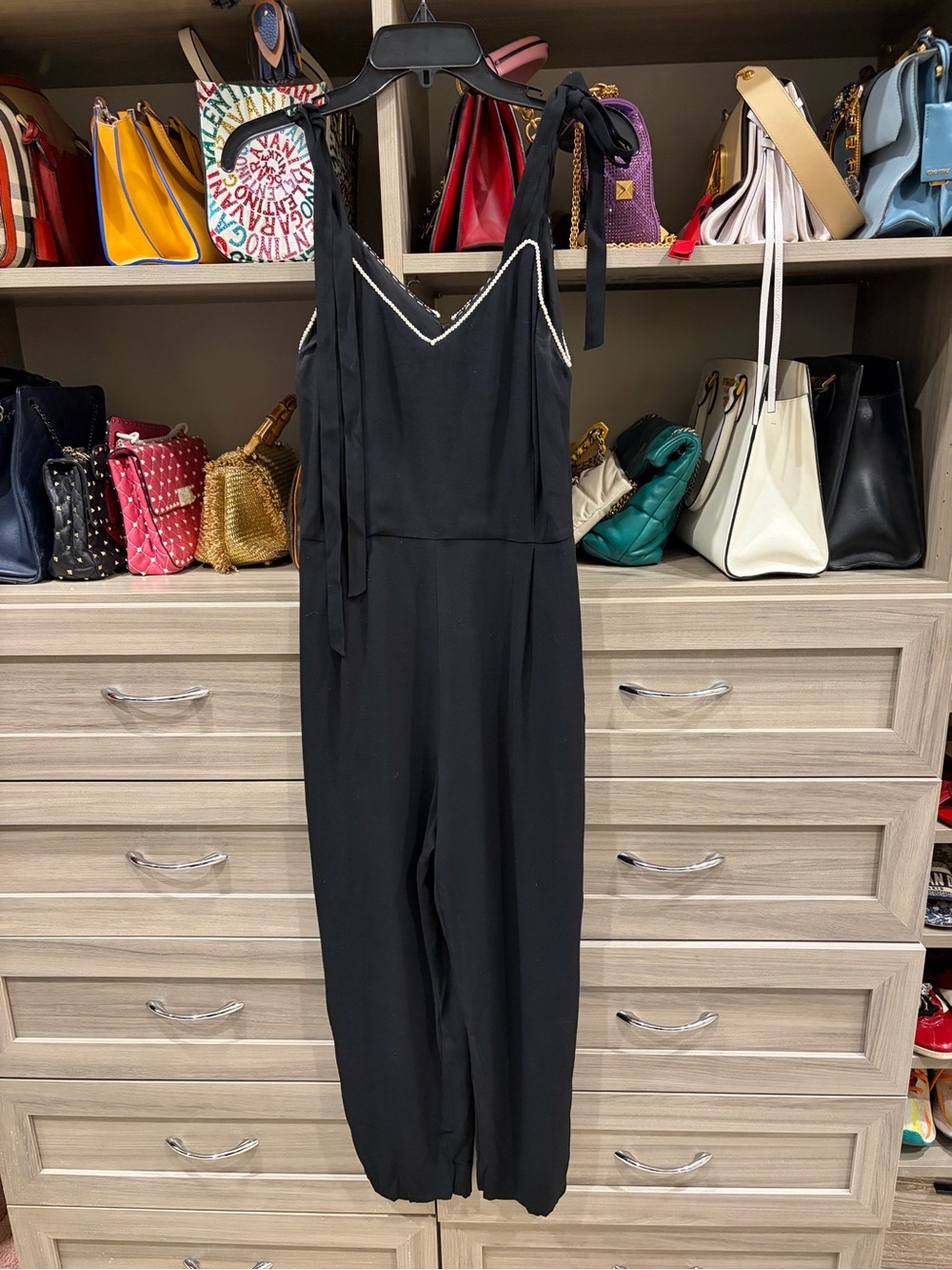 Navy Tie-Shoulder Jumpsuit